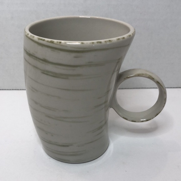 Studio Nova Samba Gray Green and Cream Horn Shaped Slanted Ceramic Mugs - Picture 2 of 6